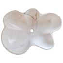 Carrara White flower shape sink size (W)24.5" (L)18" (H)6" SKU-NTRVS03 product shot top view Carrara White flower shape sink size (W)24.5" (L)18" (H)6" SKU-NTRVS03 product shot top view