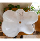 Carrara White flower shape sink size (W)24.5" (L)18" (H)6" SKU-NTRVS03 product shot top view Carrara White flower shape sink size (W)24.5" (L)18" (H)6" SKU-NTRVS03 product shot top view