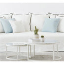 Carrara White genuine marble modern coffee table set of 2 nesting round white metal legs SKU-MSCW3216WL Carrara White genuine marble modern coffee table set of 2 nesting round white metal legs SKU-MSCW3216WL