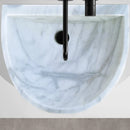 Carrara White marble Half Round Sink Polished size (W)24" (L)20" (H)6" SKU-TMS10 product shot top view Carrara White marble Half Round Sink Polished size (W)24" (L)20" (H)6" SKU-TMS10 product shot top view