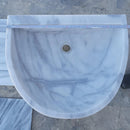 Carrara White marble Half Round Sink Polished size (W)24" (L)20" (H)6" SKU-TMS10 product shot length measure Carrara White marble Half Round Sink Polished size (W)24" (L)20" (H)6" SKU-TMS10 product shot length measure