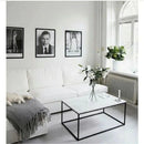 Carrara white marble coffee table 16x32 black paint legs SKU-MSCW24x48WP Carrara white marble coffee table 16x32 black paint legs SKU-MSCW24x48WP