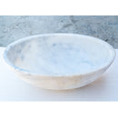 Carrara white marble oval vessel sink NTRSTC04 Size (W)16" (L)21" (H)6" side view product shot Carrara white marble oval vessel sink NTRSTC04 Size (W)16" (L)21" (H)6" side view product shot