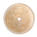 Denizli Beige Travertine Rustic Stone Vessel Sink Honed and Hand-chiseled D16 H6 SKU CM-B-005-BL top view Denizli Beige Travertine Rustic Stone Vessel Sink Honed and Hand-chiseled D16 H6 SKU CM-B-005-BL top view
