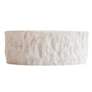 Denizli Beige Travertine Rustic Stone Vessel Sink Honed and Hand-chiseled D16 H6 SKU CM-B-005-BL side view Denizli Beige Travertine Rustic Stone Vessel Sink Honed and Hand-chiseled D16 H6 SKU CM-B-005-BL side view