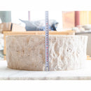 Denizli Beige Travertine Rustic Stone Vessel Sink Honed and Hand-chiseled D16 H6 SKU CM-B-005-BL side measure view Denizli Beige Travertine Rustic Stone Vessel Sink Honed and Hand-chiseled D16 H6 SKU CM-B-005-BL side measure view