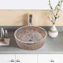 Silver Latte Travertine Natural Stone Vessel Sink Filled and Polished (D)16" (H)5" Silver Latte Travertine Natural Stone Vessel Sink Filled and Polished (D)16" (H)5"