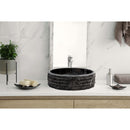 Toros Black Marble Vessel Bathroom Sink Bowl Polished Interior and Combed/Rough Exterior (D)16" (H)5" Toros Black Marble Vessel Bathroom Sink Bowl Polished Interior and Combed/Rough Exterior (D)16" (H)5"