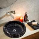Natural Stone Toros Black Marble Vessel Sink Bowl Polished (D)16" (H)5" Natural Stone Toros Black Marble Vessel Sink Bowl Polished (D)16" (H)5"
