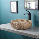 Valencia Beige Travertine Natural Stone Vessel Sink Filled and Polished (D)16" (H)6" Valencia Beige Travertine Natural Stone Vessel Sink Filled and Polished (D)16" (H)6"
