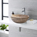 Valencia Beige Travertine Natural Stone Vessel Sink Filled and Polished (D)16" (H)6" Valencia Beige Travertine Natural Stone Vessel Sink Filled and Polished (D)16" (H)6"