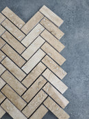 Patara Herringbone 12" x 12" Honed Travertine Mesh-Mounted Mosaic Tile Patara Herringbone 12" x 12" Honed Travertine Mesh-Mounted Mosaic Tile