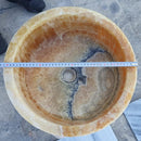 Natural Stone Honey Onyx Drop-in Vessel Sink Polished (D)16" (H)6" Natural Stone Honey Onyx Drop-in Vessel Sink Polished (D)16" (H)6"