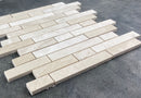 Vanilla Beige Marble Strip Liner on 12" x 12" Mesh Mosaic Tile Vanilla Beige Marble Strip Liner on 12" x 12" Mesh Mosaic Tile