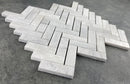 Solto White 1"x3" Herringbone on 12" x 12" Mesh Marble Mosaic Tile Solto White 1"x3" Herringbone on 12" x 12" Mesh Marble Mosaic Tile