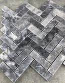 Luna Sky Marble 1"x3" Herringbone on 12" x 12" Mesh Mosaic Tile Luna Sky Marble 1"x3" Herringbone on 12" x 12" Mesh Mosaic Tile