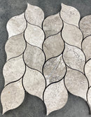Silver Shadow Marble Leaf Design on 12" x 12" Mesh Mosaic Tile Silver Shadow Marble Leaf Design on 12" x 12" Mesh Mosaic Tile