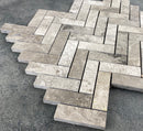 Silver Shadow Marble 1"x3" Herringbone on 12" x 12" Mesh Mosaic Tile Silver Shadow Marble 1"x3" Herringbone on 12" x 12" Mesh Mosaic Tile