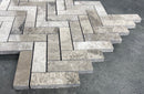 Silver Shadow Marble 1"x3" Herringbone on 12" x 12" Mesh Mosaic Tile Silver Shadow Marble 1"x3" Herringbone on 12" x 12" Mesh Mosaic Tile