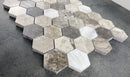 Silver Shadow-Carrara White Mix Marble 2" Hexagon on 12" x 12" Mesh Mosaic Tile Silver Shadow-Carrara White Mix Marble 2" Hexagon on 12" x 12" Mesh Mosaic Tile