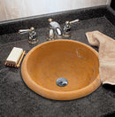gobek natural golden sienna natural stone vessel sink honed and filled SKU KMRC166DI Size (D)16" (H)6" installed on bathroom as mounting type is drop-in gobek natural golden sienna natural stone vessel sink honed and filled SKU KMRC166DI Size (D)16" (H)6" installed on bathroom as mounting type is drop-in
