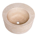 Light Beige Travertine Natural Stone Round Sink SKU-NTRSTC22 size (D)18" (H)8" product shot top view Light Beige Travertine Natural Stone Round Sink SKU-NTRSTC22 size (D)18" (H)8" product shot top view
