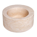 Light Beige Travertine Natural Stone Round Sink SKU-NTRSTC22 size (D)18" (H)8" product shot angle view Light Beige Travertine Natural Stone Round Sink SKU-NTRSTC22 size (D)18" (H)8" product shot angle view
