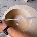 Light Beige Travertine Natural Stone Round Sink SKU-NTRSTC22 size (D)18" (H)8" product shot top view diameter measure Light Beige Travertine Natural Stone Round Sink SKU-NTRSTC22 size (D)18" (H)8" product shot top view diameter measure