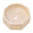 Light Beige Travertine Octagon Natural Stone Vessel Sink Polished D16 H5 SKU-EGELBTOP166 iproduct shot angle view Light Beige Travertine Octagon Natural Stone Vessel Sink Polished D16 H5 SKU-EGELBTOP166 iproduct shot angle view