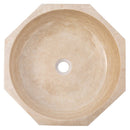 Light Beige Travertine Octagon Natural Stone Vessel Sink Polished D16 H5 SKU-EGELBTOP166 product shot top view Light Beige Travertine Octagon Natural Stone Vessel Sink Polished D16 H5 SKU-EGELBTOP166 product shot top view
