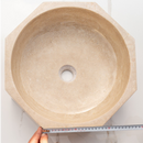 Light Beige Travertine Octagon Natural Stone Vessel Sink Polished D16 H5 SKU-EGELBTOP166 product shot single side measure Light Beige Travertine Octagon Natural Stone Vessel Sink Polished D16 H5 SKU-EGELBTOP166 product shot single side measure