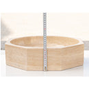 Light Beige Travertine Octagon Natural Stone Vessel Sink Polished D16 H5 SKU-EGELBTOP166 product shot height measure Light Beige Travertine Octagon Natural Stone Vessel Sink Polished D16 H5 SKU-EGELBTOP166 product shot height measure