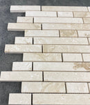 Shell Stone Limestone Stripe Liner on 12" x 12" Mesh Mosaic Tile Shell Stone Limestone Stripe Liner on 12" x 12" Mesh Mosaic Tile