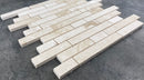 Shell Stone Limestone Stripe Liner on 12" x 12" Mesh Mosaic Tile Shell Stone Limestone Stripe Liner on 12" x 12" Mesh Mosaic Tile