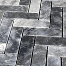 Luna sky marble 1x3 herringbone honed angle SKU-HSLS1x3HBMOSH Angle view Luna sky marble 1x3 herringbone honed angle SKU-HSLS1x3HBMOSH Angle view