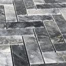 Luna sky marble 1x3 herringbone honed angle SKU-HSLS1x3HBMOSH Close view Luna sky marble 1x3 herringbone honed angle SKU-HSLS1x3HBMOSH Close view