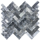 Luna sky marble 1x3 herringbone honed angle SKU-HSLS1x3HBMOSH Top view of mesh Luna sky marble 1x3 herringbone honed angle SKU-HSLS1x3HBMOSH Top view of mesh