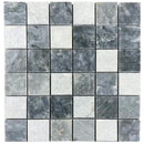 Luna sky marble mosaic 2x2 honed sand blasted mix on 12x12 SKU-HSLS2x2BMOSH Top view of mesh. Luna sky marble mosaic 2x2 honed sand blasted mix on 12x12 SKU-HSLS2x2BMOSH Top view of mesh.