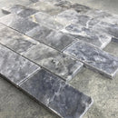 Luna sky marble mosaic 2x4 on 12x12 mesh brick SKU-HSLS2x4BMOSH  Corner view Luna sky marble mosaic 2x4 on 12x12 mesh brick SKU-HSLS2x4BMOSH  Corner view
