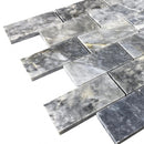 Luna sky marble mosaic 2x4 on 12x12 mesh brick SKU-HSLS2x4BMOSH Close view of product Luna sky marble mosaic 2x4 on 12x12 mesh brick SKU-HSLS2x4BMOSH Close view of product