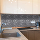 Luna sky marble mosaic laguna on 12x12 mesh brick SKU-HSLSLAGBMOSH Installed view Luna sky marble mosaic laguna on 12x12 mesh brick SKU-HSLSLAGBMOSH Installed view