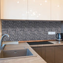 Luna sky marble mosaic liner on 12x12 mesh brick honed SKU-HSLSSLNBMOSH Installed view of product Luna sky marble mosaic liner on 12x12 mesh brick honed SKU-HSLSSLNBMOSH Installed view of product