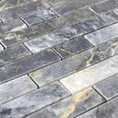 Luna sky marble mosaic liner on 12x12 mesh brick honed SKU-HSLSSLNBMOSH close view Luna sky marble mosaic liner on 12x12 mesh brick honed SKU-HSLSSLNBMOSH close view