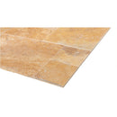 Meandros Gold antique French pattern travertine tile size pattern set surface brushed chiseled SKU-10074439 product shot angle view Meandros Gold antique French pattern travertine tile size pattern set surface brushed chiseled SKU-10074439 product shot angle view