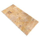 Meandros Gold antique French pattern travertine tile size pattern set surface brushed chiseled SKU-10074439 product shot angle view Meandros Gold antique French pattern travertine tile size pattern set surface brushed chiseled SKU-10074439 product shot angle view