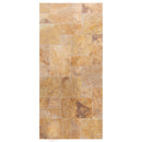 Meandros Gold antique French pattern travertine tile size pattern set surface brushed chiseled SKU-10074439 product shot top view Meandros Gold antique French pattern travertine tile size pattern set surface brushed chiseled SKU-10074439 product shot top view