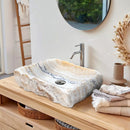 honey onyx rustic natural stone vessel sink SKU NTRSTC55 installed on bathroom honey onyx rustic natural stone vessel sink SKU NTRSTC55 installed on bathroom