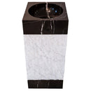 Natural Stone Marble Pedestal Sink Toros Black Carrara White Polished (L)16" (W)16" (H)36" SKU-NTRVS28 product shot angle view Natural Stone Marble Pedestal Sink Toros Black Carrara White Polished (L)16" (W)16" (H)36" SKU-NTRVS28 product shot angle view