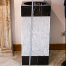 Natural Stone Marble Pedestal Sink Toros Black Carrara White Polished (L)16" (W)16" (H)36" SKU-NTRVS28 product shot total height measure Natural Stone Marble Pedestal Sink Toros Black Carrara White Polished (L)16" (W)16" (H)36" SKU-NTRVS28 product shot total height measure