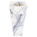 Natural Stone New York White Marble Pedestal Square Cone Shaped Sink Polished (W)16" (L)16" (H)36" SKU-NTRVS25 product shot angle view stand-alone Natural Stone New York White Marble Pedestal Square Cone Shaped Sink Polished (W)16" (L)16" (H)36" SKU-NTRVS25 product shot angle view stand-alone